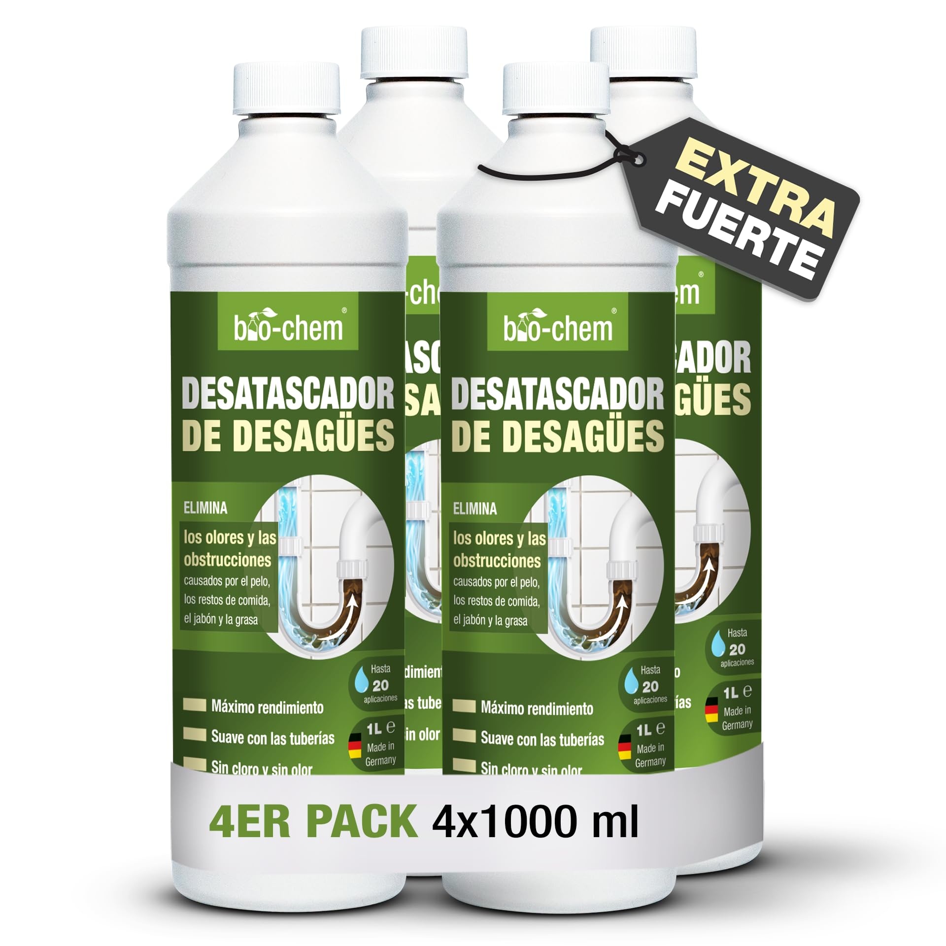 bio-chem desatascador profesional 4 l para desatascador de lavavajillas